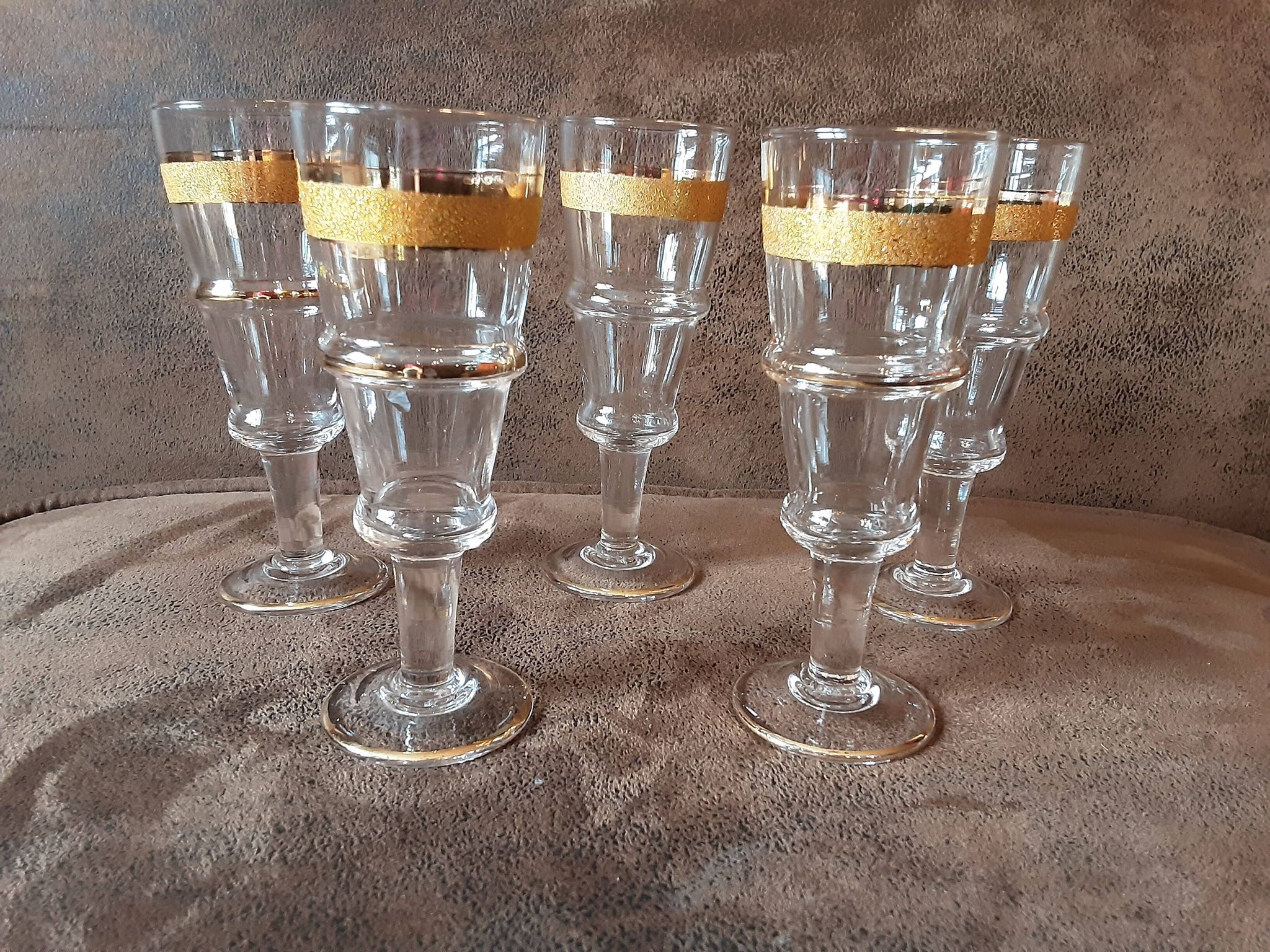 Set of 5 vintage digestive glasses