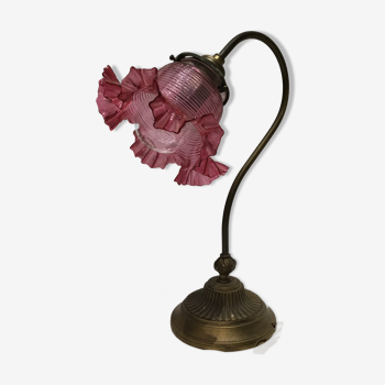 Brass desk lamp with glass tulip