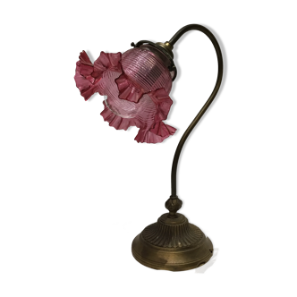 Brass desk lamp with glass tulip