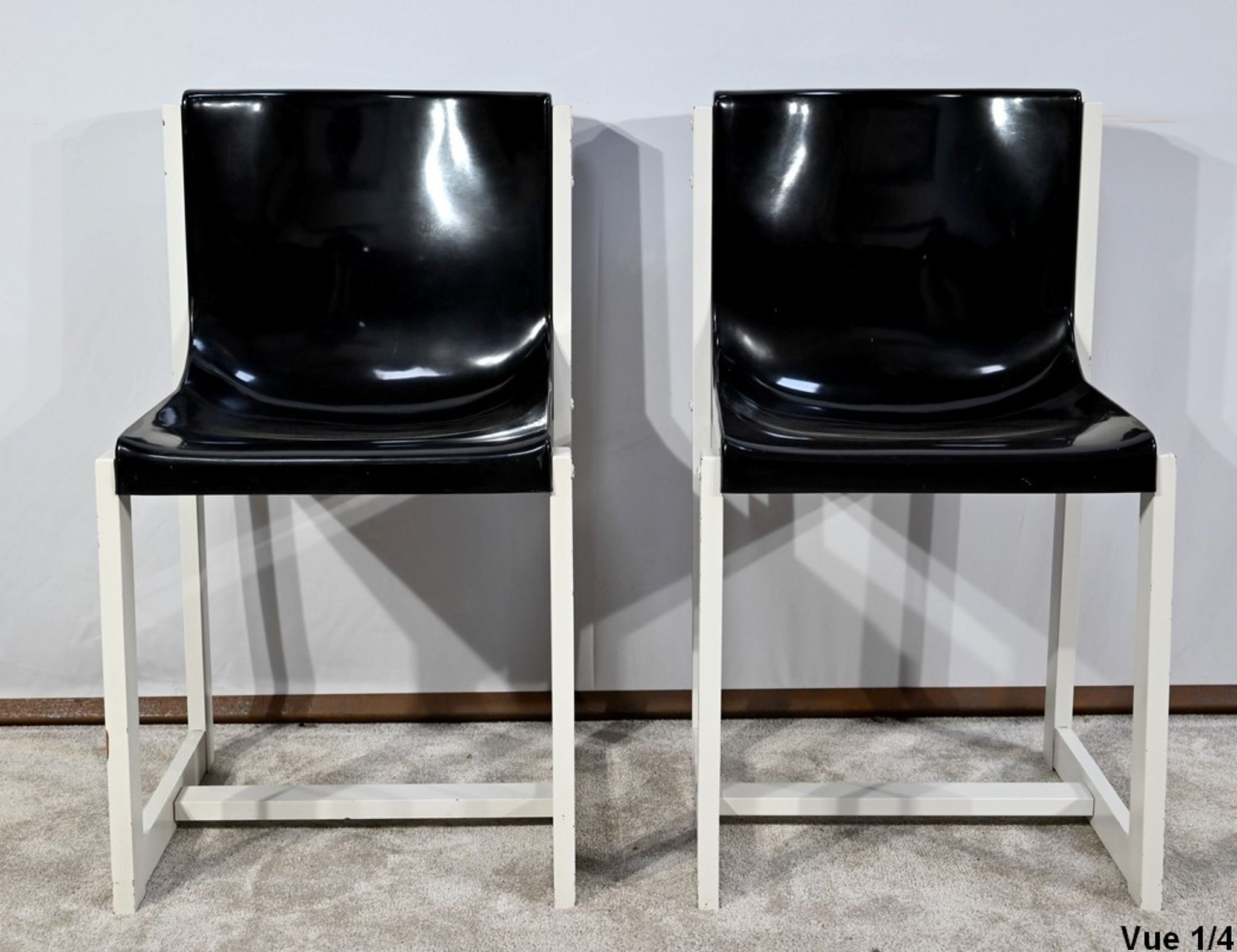 Pair of Lacquered Wooden chairs, signed P.Gautier -1960