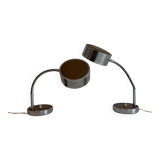 Pair of adjustable vintage table lamps, chrome metal and wood, France.