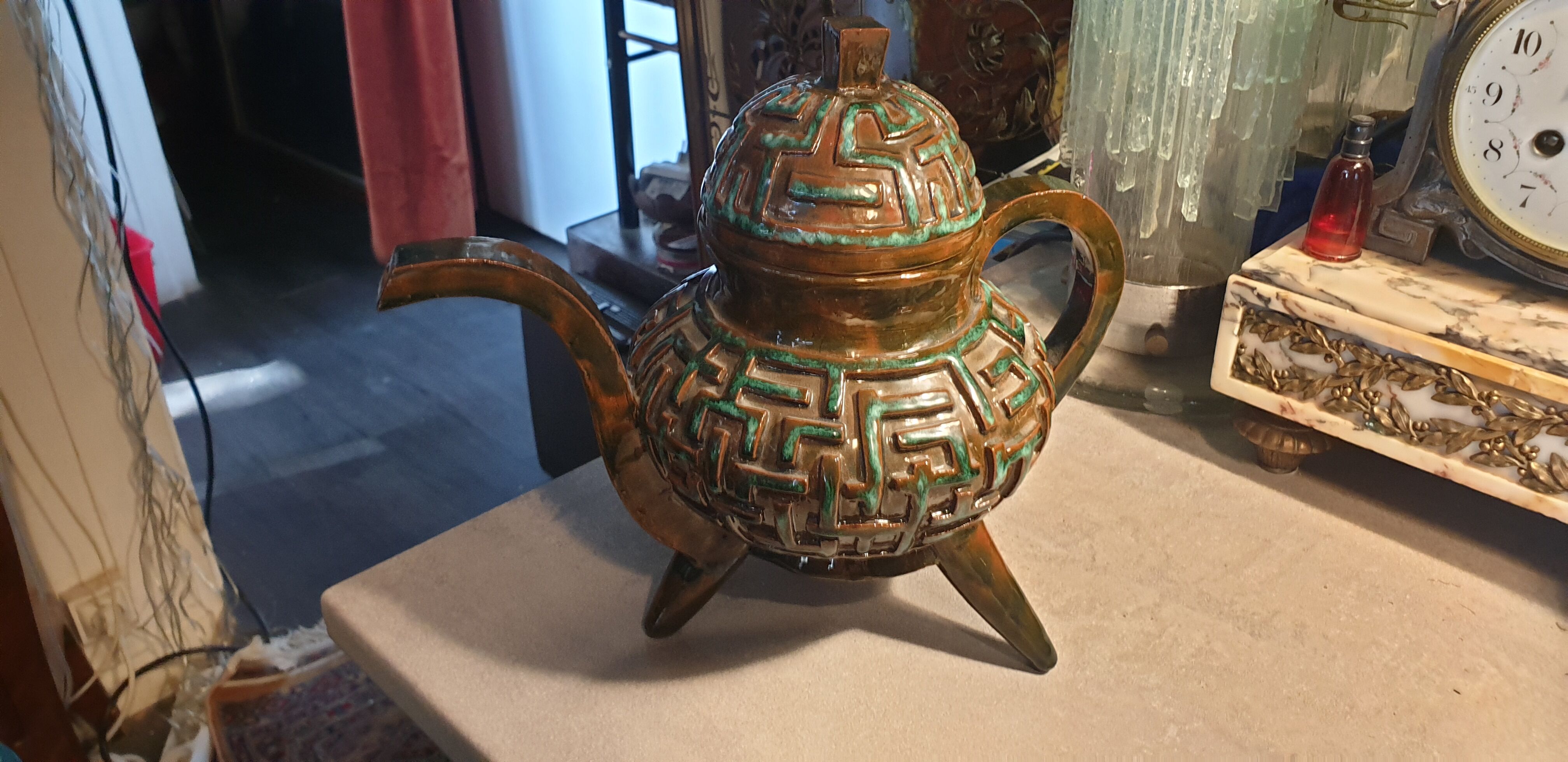 Terracotta teapot signed