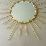 Mirror shape Sun brass of the 1970s 43x43cm