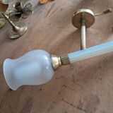 Pair of brass and glass wall sconces