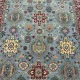 Hand-Knotted Wool Area Rug, Modern Floral Design Blue Carpet for Living Room
