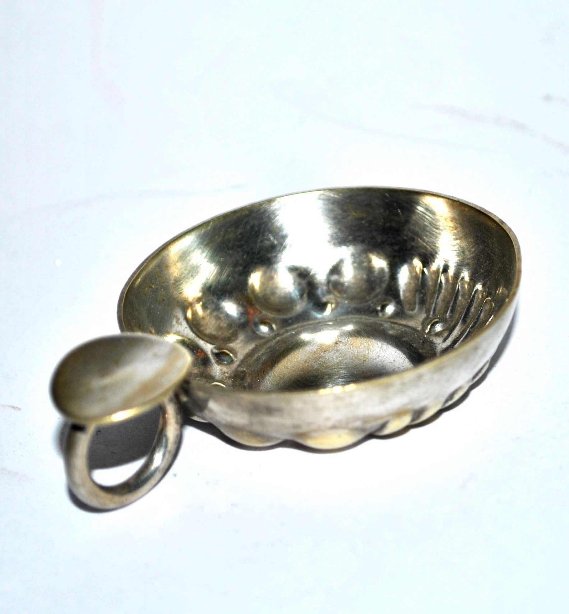 Vintage tastevin cup in silver metal Lutz Dijon 7.5 cm
