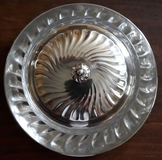 Confiturier Christofle métal argenté & cristal