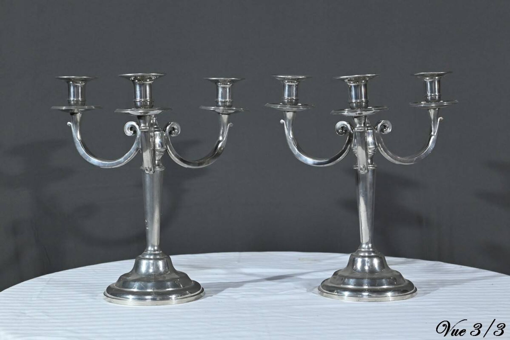 Pair of “Le Lingot” Candelabra in Pewter – Mid 20th Century