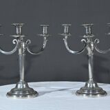 Pair of “Le Lingot” Candelabra in Pewter – Mid 20th Century