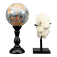Decorative duo — Maligano jasper sphere & quartz clusters on bases