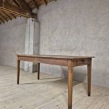 Antique rustic farmhouse table in solid oak, 19th century