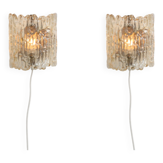 1970s Pair of wall lamps bvy Carl Fagerlund for Orrefors, Sweden