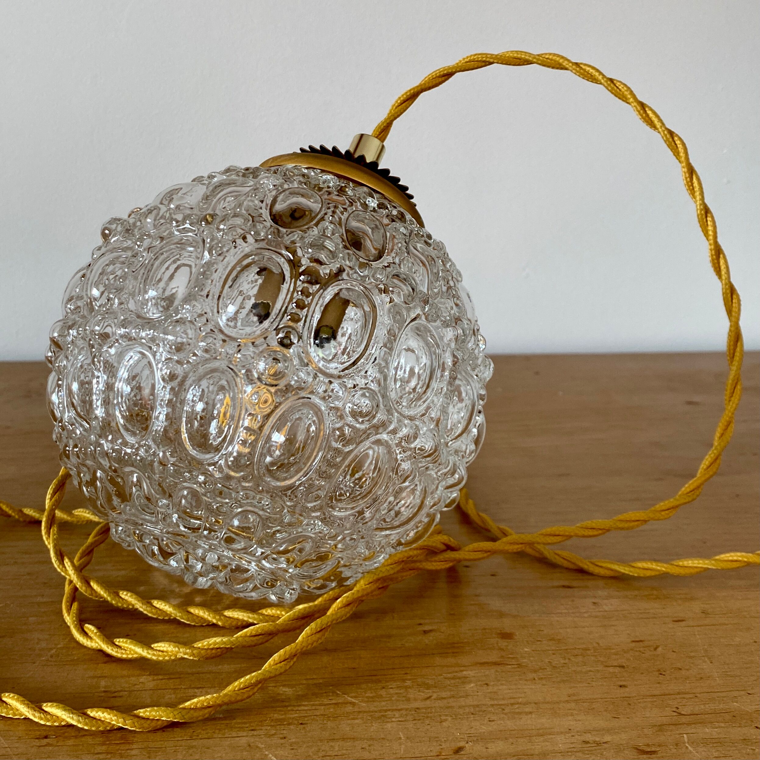 Vintage globe pendant lamp in molded glass