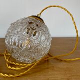 Vintage globe pendant lamp in molded glass