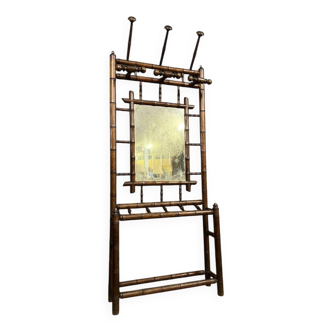Porte-manteau avec porte-parapluie style chinois en bambou vers 1880