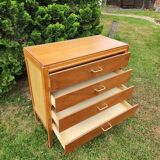 Antique vintage chest of drawers with spindle legs and 4 drawers, 1970s