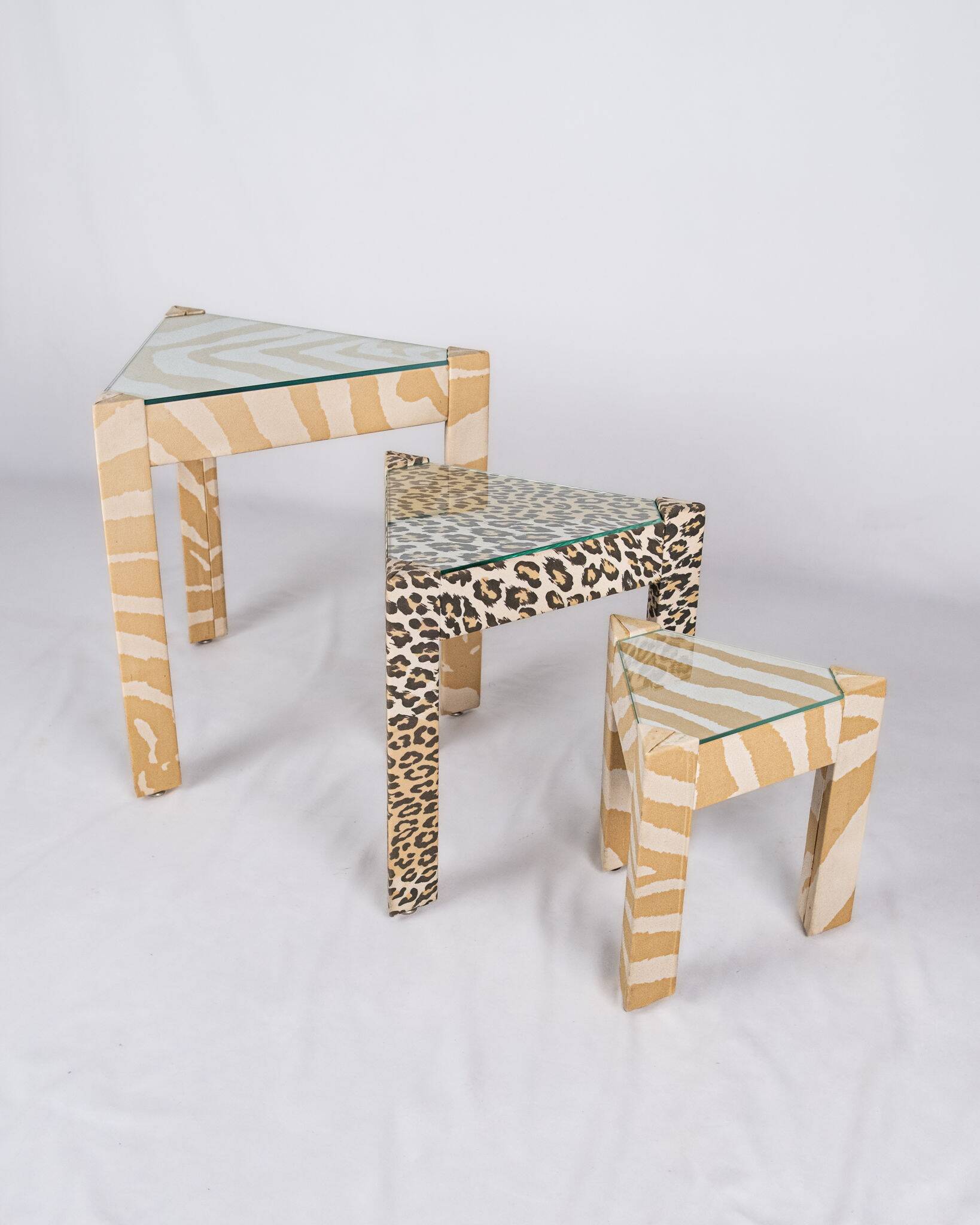 Set of nested tables upholstered, Pierre Frey, 1970s