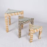 Set of nested tables upholstered, Pierre Frey, 1970s