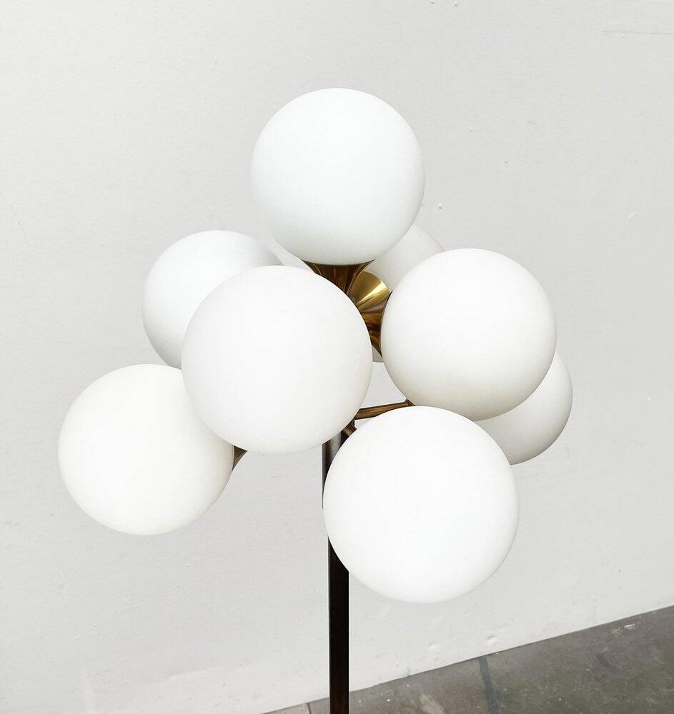 German brass floor lamp in Space Age style from the mid-century by Kaiser Leuchten, 1960s.