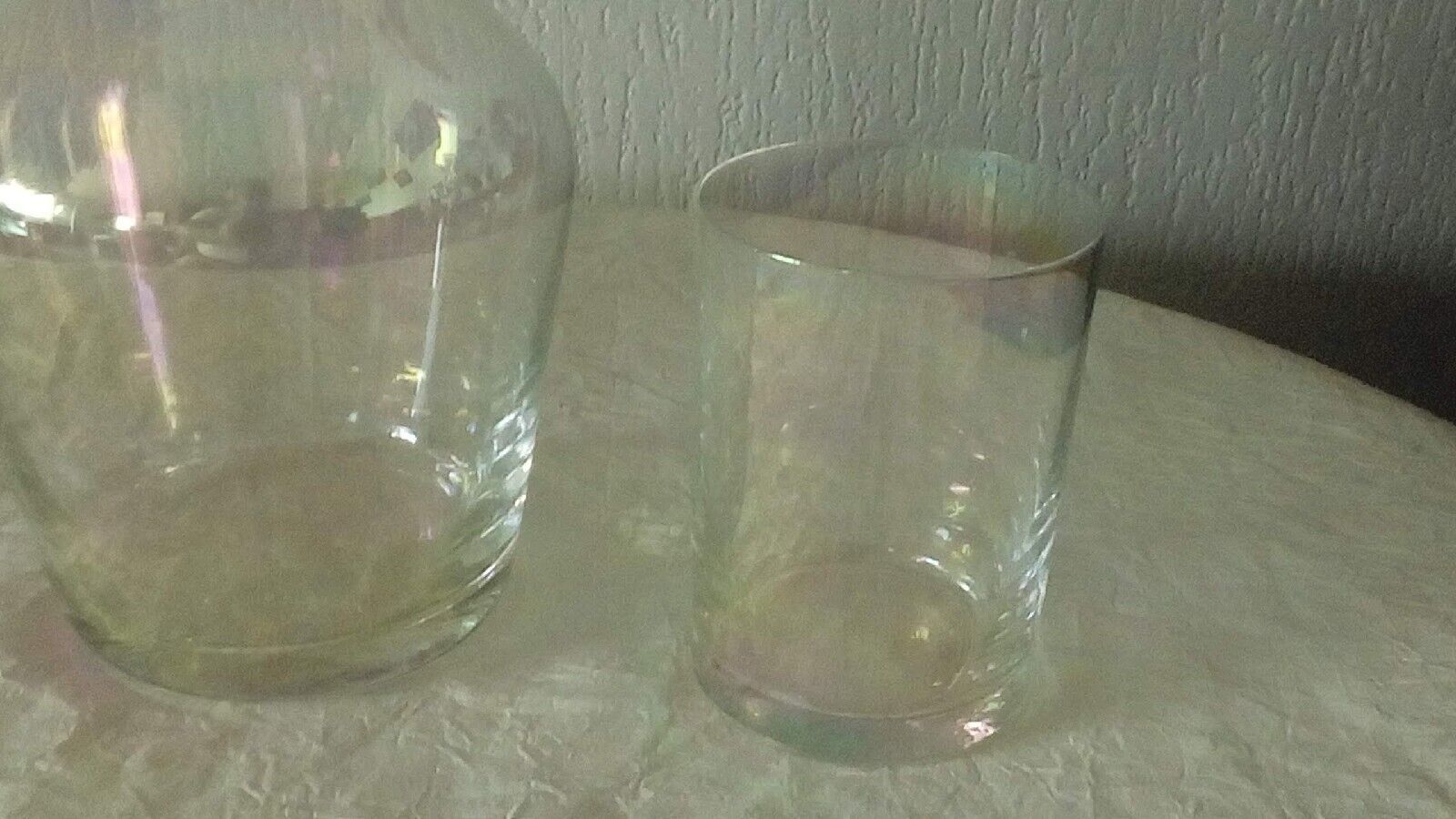 Night service in carafe glass and mother-of-pearl effect glass