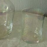 Service de nuit en verre carafe et verre effet nacre