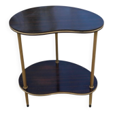 Table de chevet double plateau en palissandre dorée