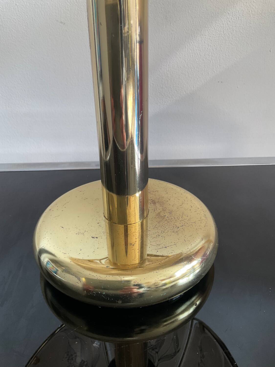 Vintage lamp in gold metal and smoked glass