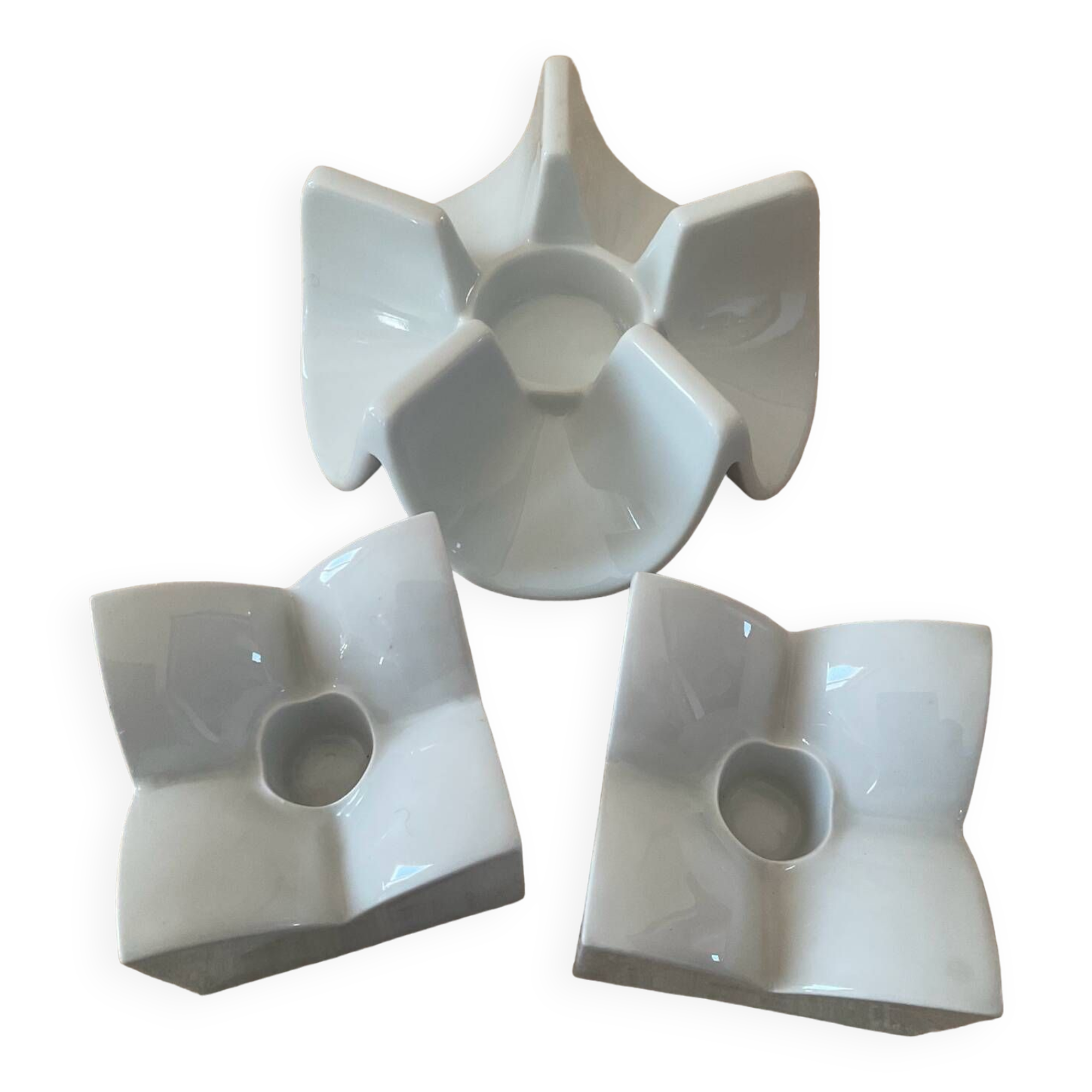 Trio of Arzberg Germany porcelain candle holders