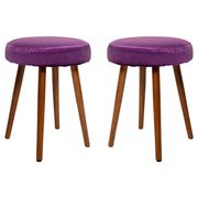 Set of two shiny purple velvet stools from the mid-century, Europe, 1960s.