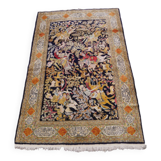 Tapis d'orient persan fait main Ghoum en soie 168 x 105