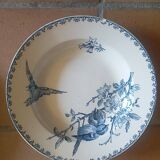 Digoin Sarreguemines bird motif soup plates