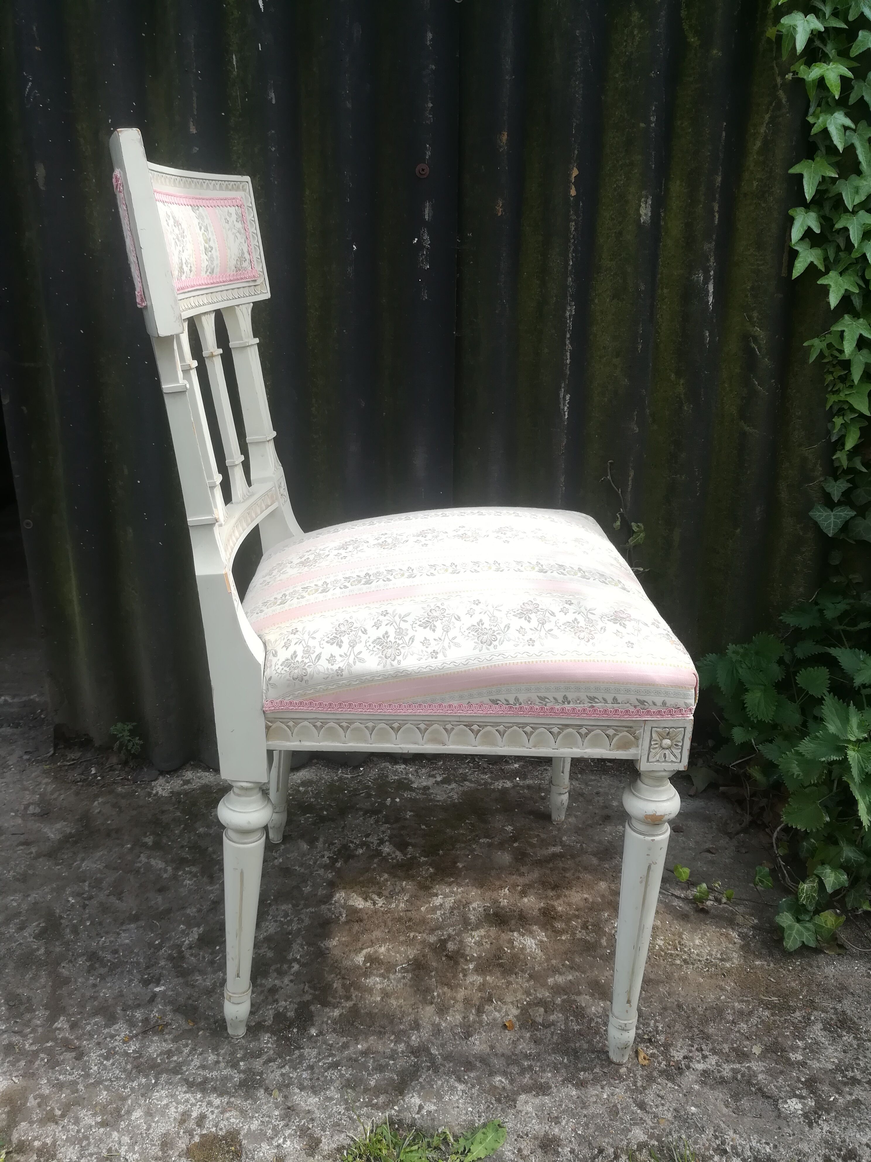 Series of 4 patinated Louis XVI style chairs