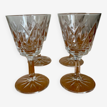 Lot de 4 verres Arlequin en verre de cristal de Reims 1950