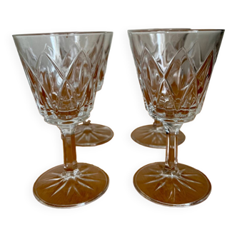 Lot de 4 verres Arlequin en verre de cristal de Reims 1950