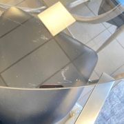 Round dining table - smoked glass & brushed aluminum base
