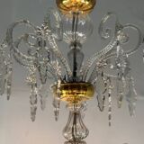 Liège lustre in blown glass and cut crystals, 6 light arms, 18th century