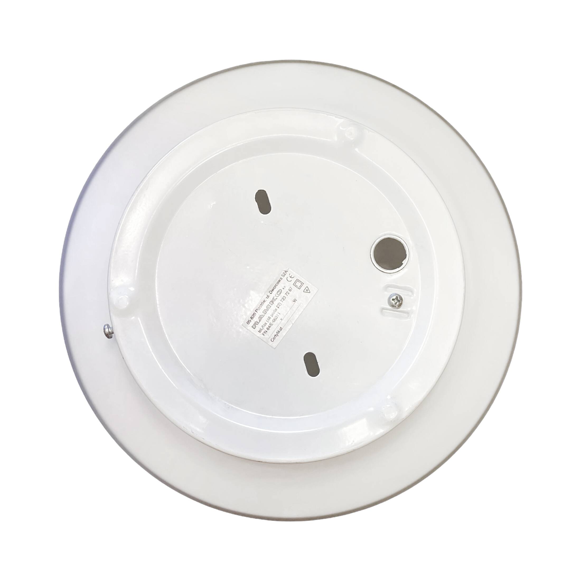 Round white glass ceiling lamp, Penko Pieńsk, Poland 1970s