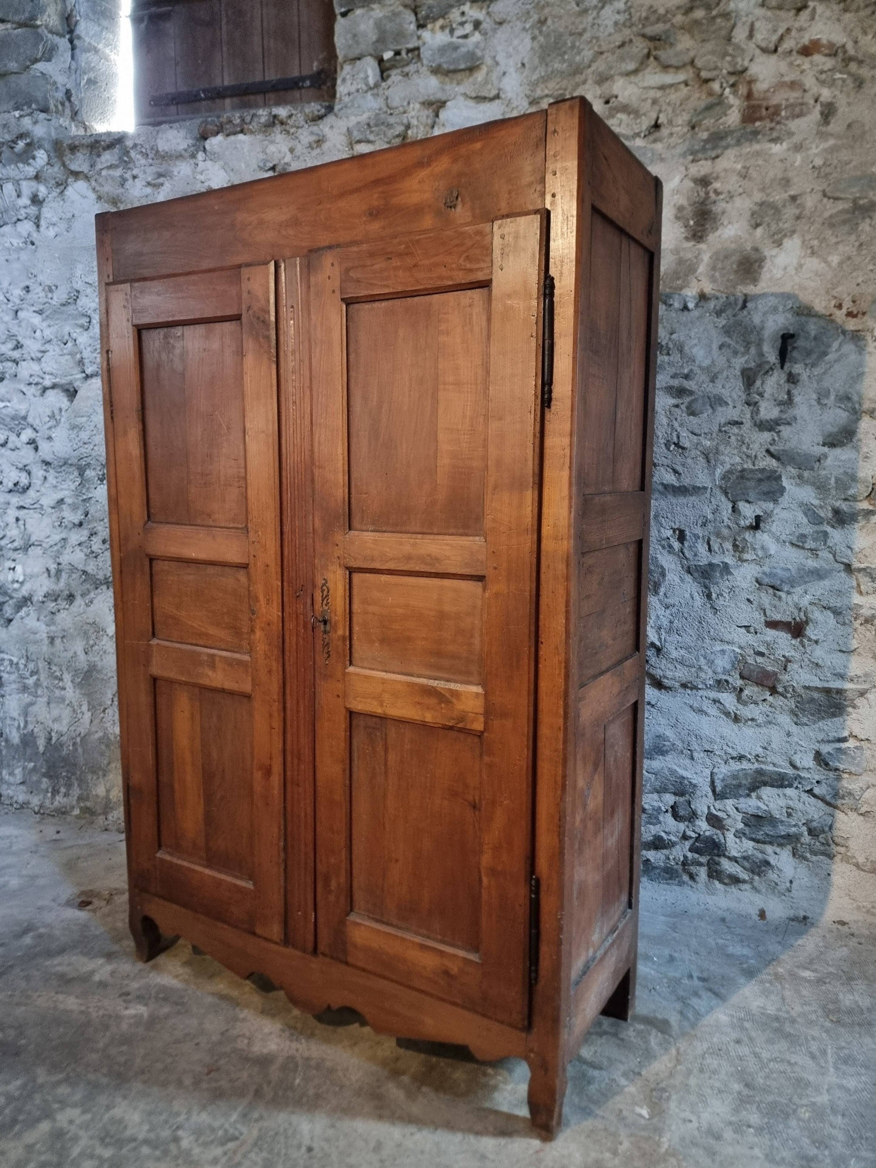 18th-century French antique cherry wood wardrobe – Rustic sideboard