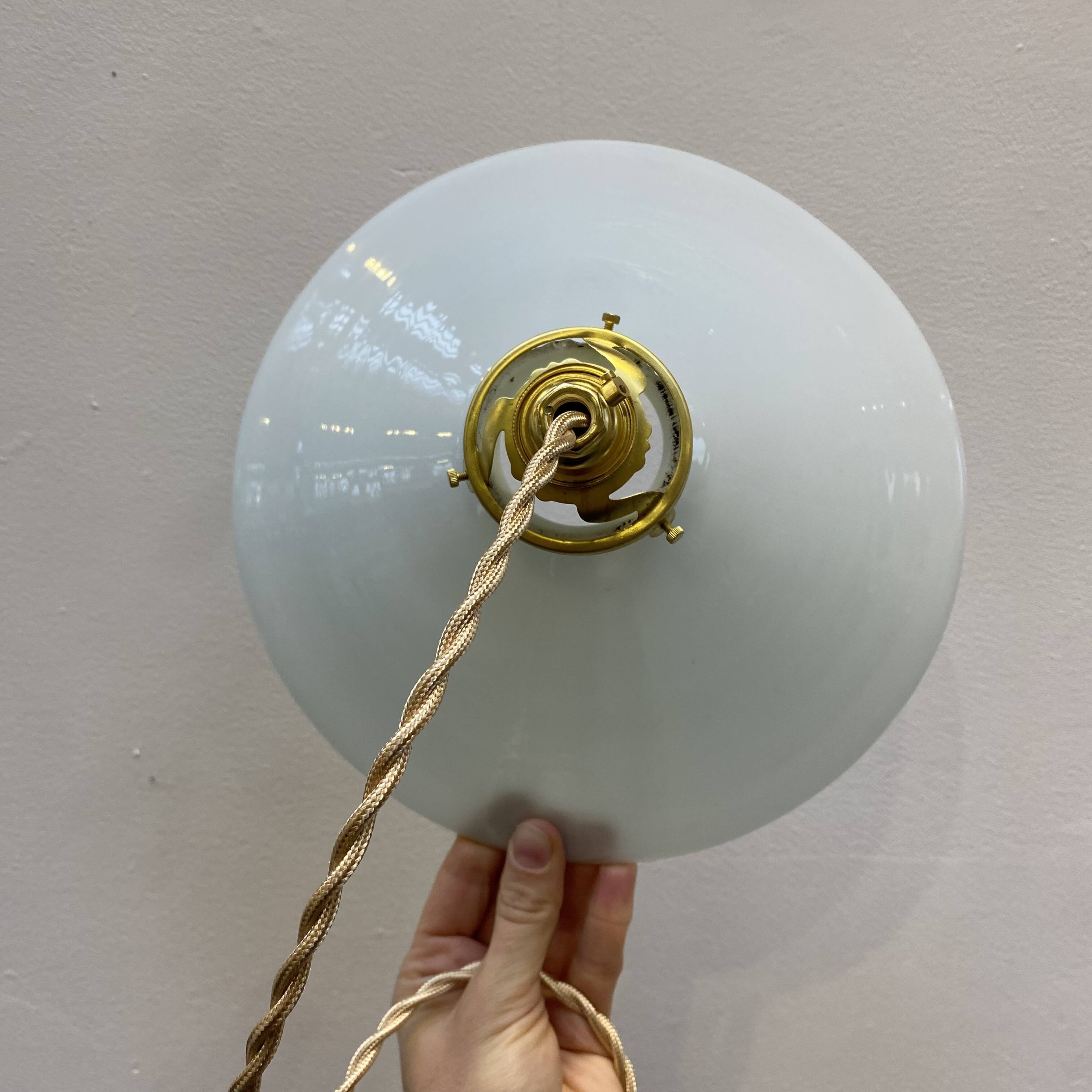 Vintage white opaline pendant light