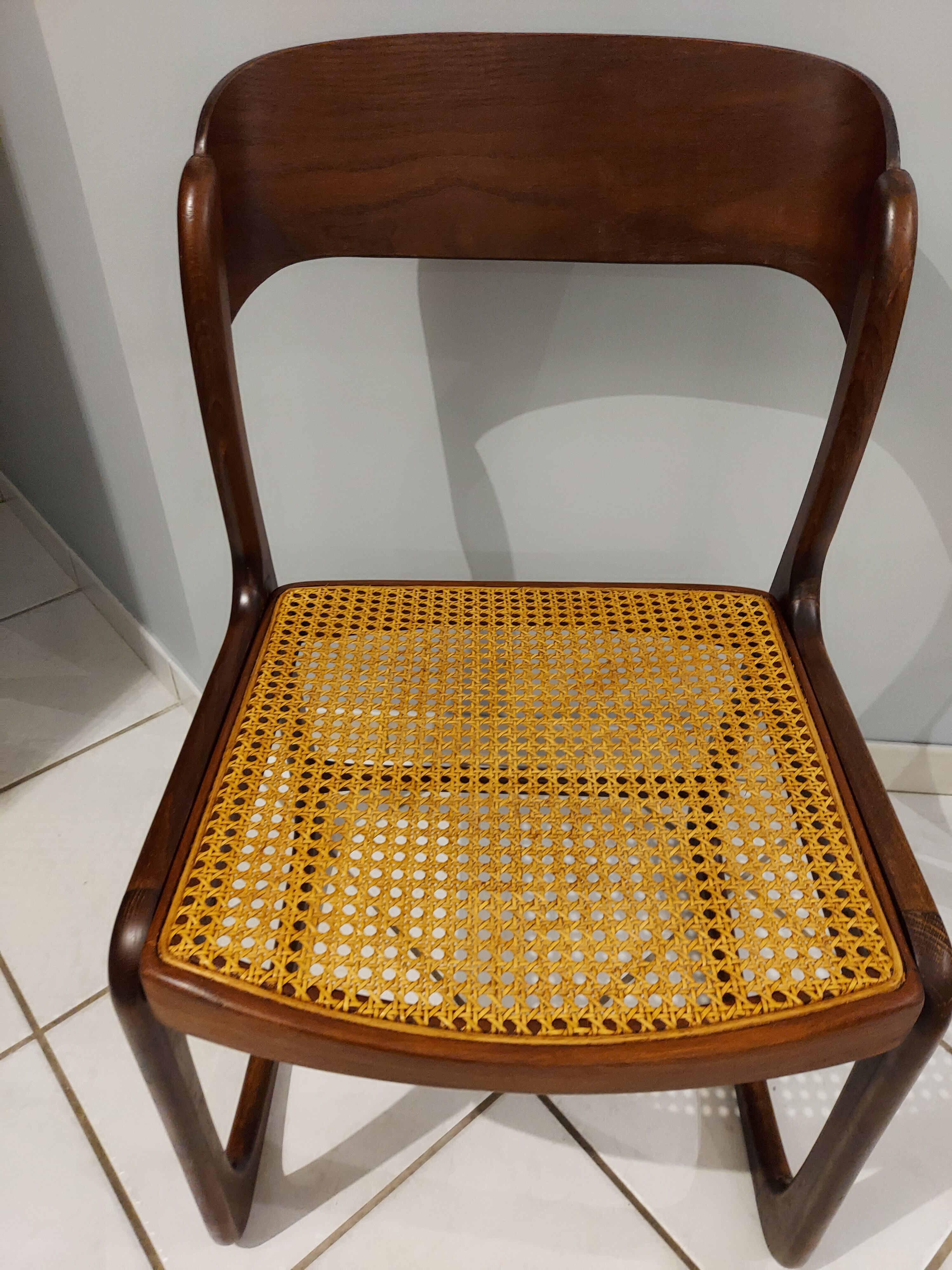 Suite of 4 chairs Baumann model sleigh vintage canning 1970