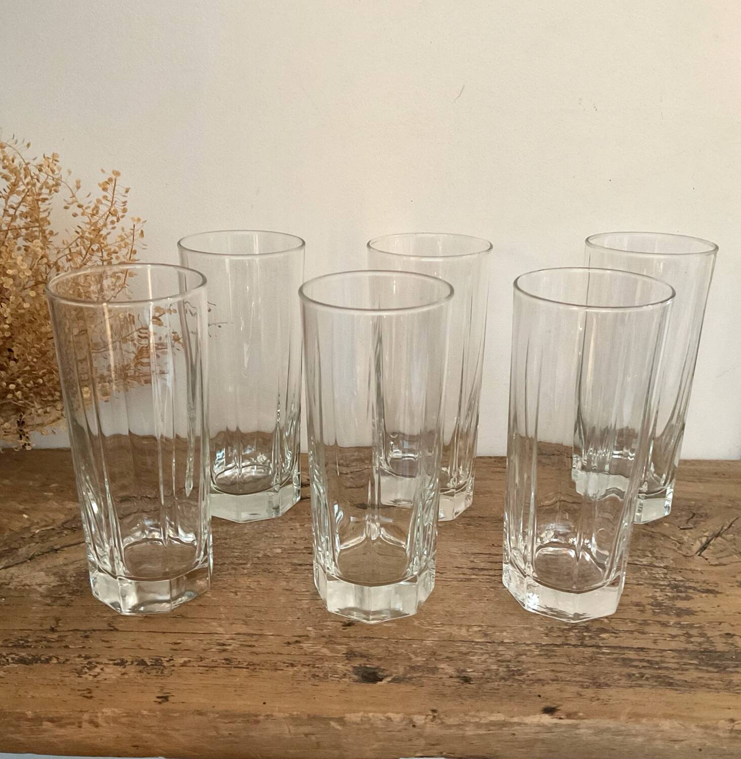 6 “Octime” long drink glasses LUMINARC France 