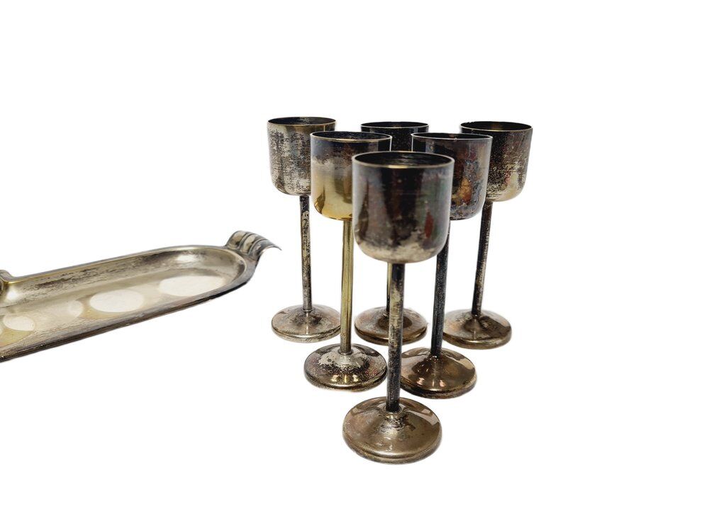 Ensemble de boissons Art Déco de Szandrik, Hongrie, années 1930, ensemble de 7 pièces.