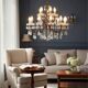 Vintage Bronze & Crystal Chandelier, 15 Lights, 1950s