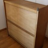 Low sideboard or small glass-fronted bookcase, oak, 1960