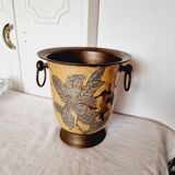 Cloisonné style cava bucket or bronze champagne bucket from the 1960s
