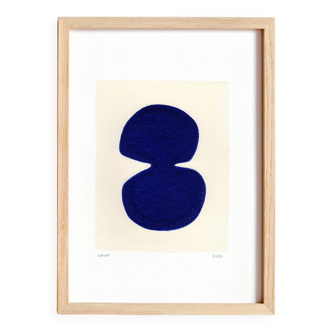 painting on blue Majorelle paper signed Eawy