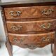 Half-moon commode in Louis XV style with cube marquetry from the 20th century.