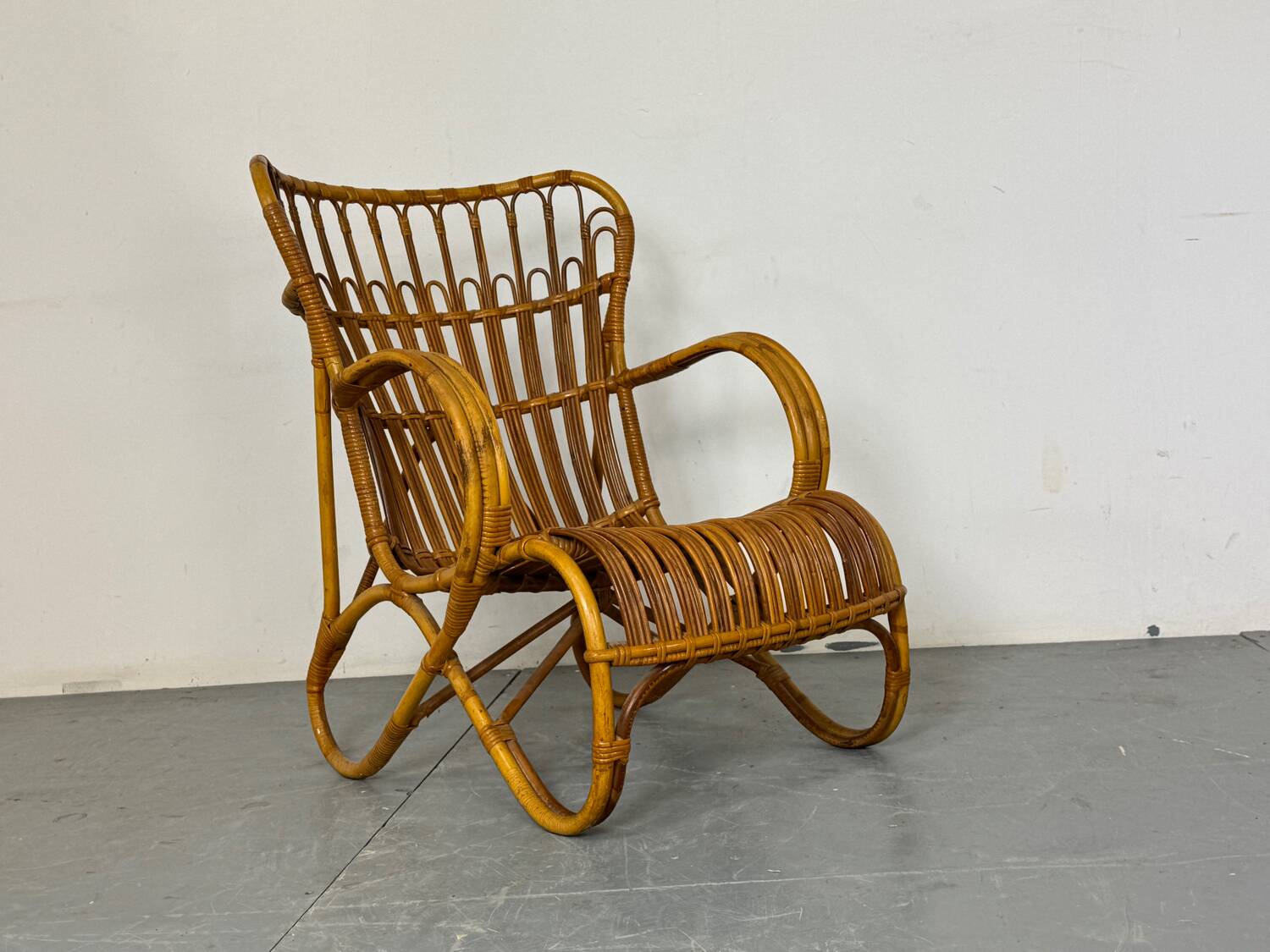 Vintage Rattan and Bamboo Easy Chair from Rohé, 1950s