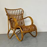 Vintage Rattan and Bamboo Easy Chair from Rohé, 1950s