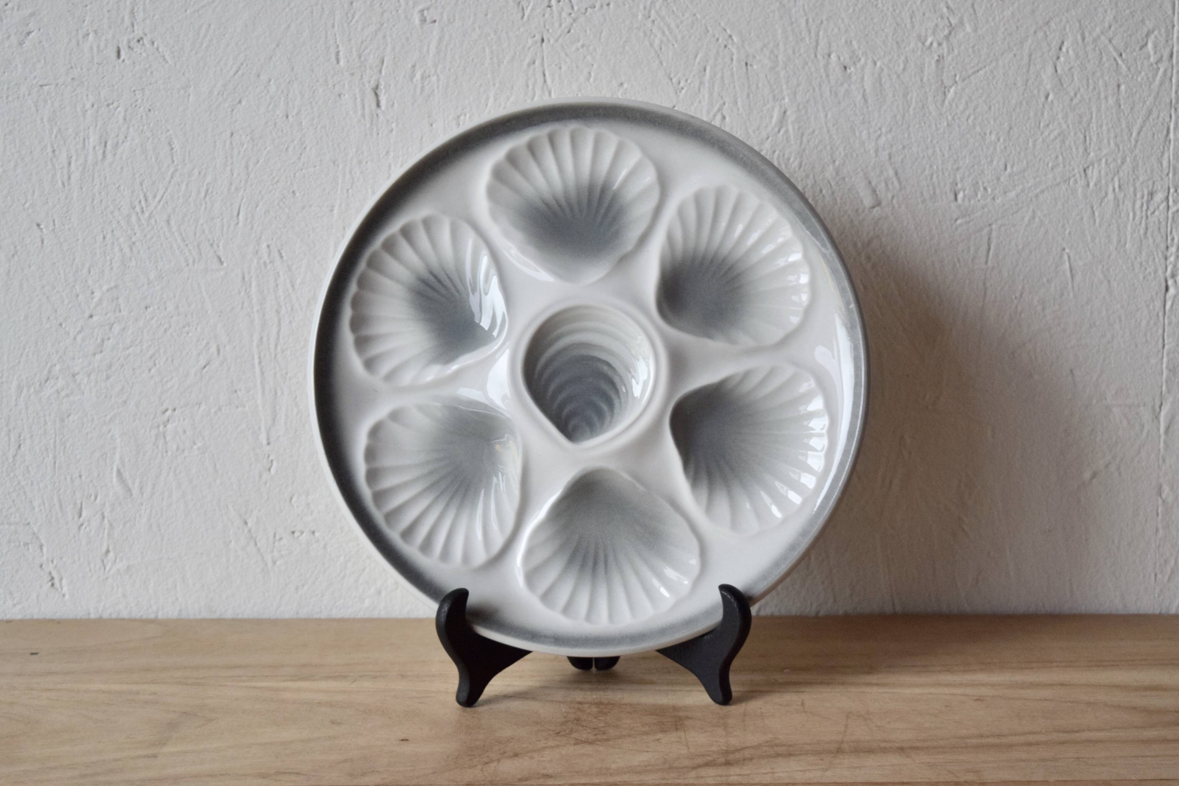Set of 6 vintage oyster plates Moulin-des-Loups - Orchies - Grand Feu decor